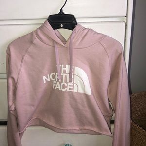 cropped northface pink hoodie
